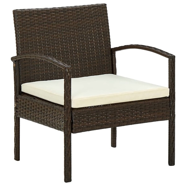 vidaXL Patio Chair with Cushion Poly Rattan Brown