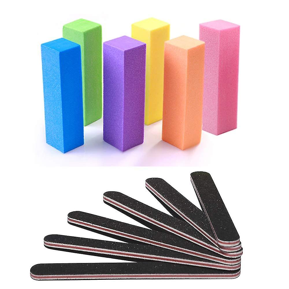 12 Nail Files And Buffer， Kit Of Professional Manicure Tools Block Tools Rectangular Art Skincare