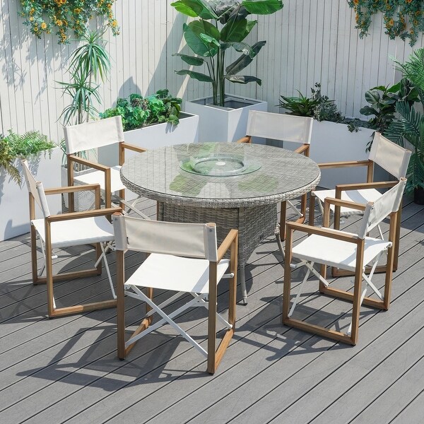 Modern Aluminum 7Piece Outdoor Rattan Dining Set