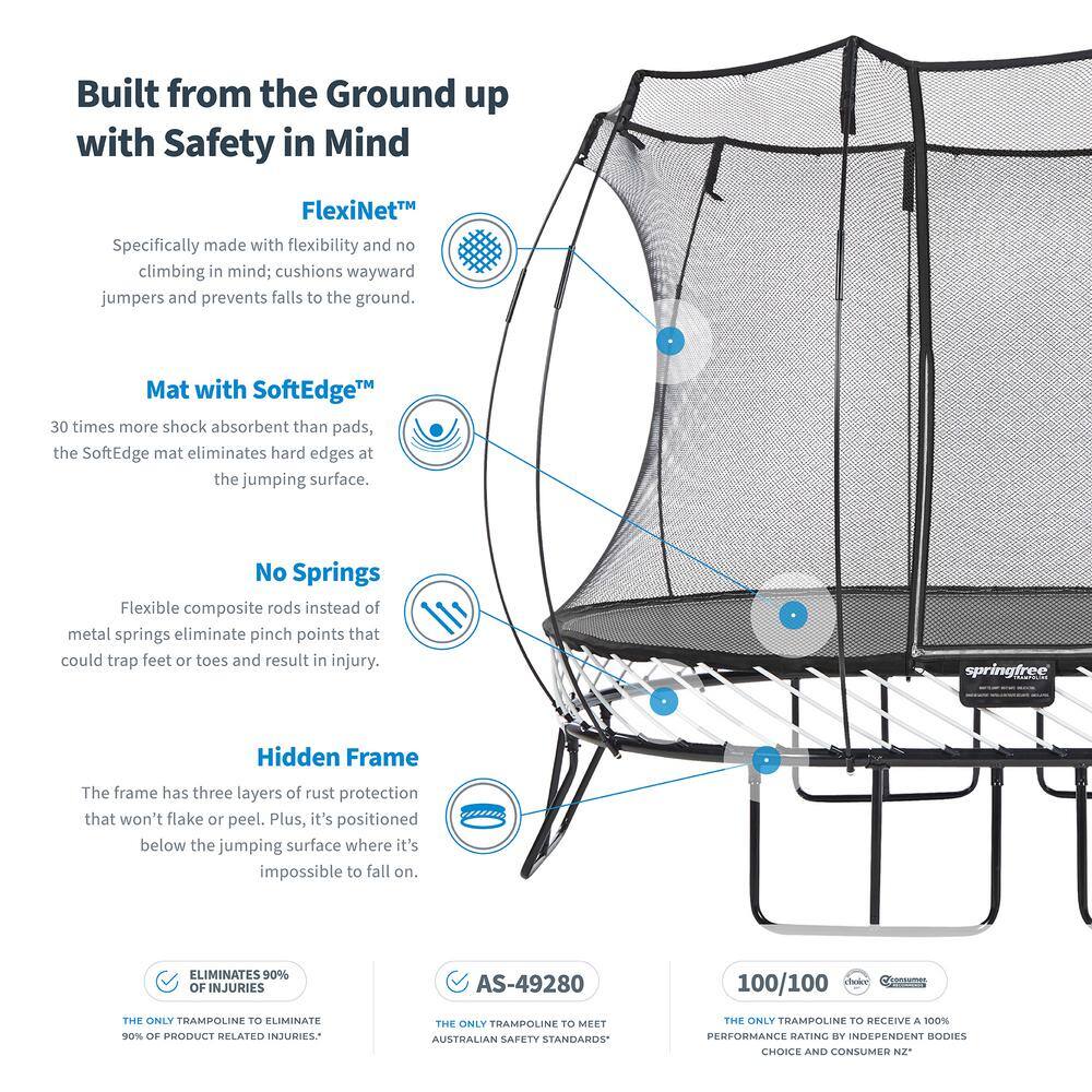 SPRINGFREE Kids 13 ft. Outdoor Jumbo Square Trampoline with Enclosure S155