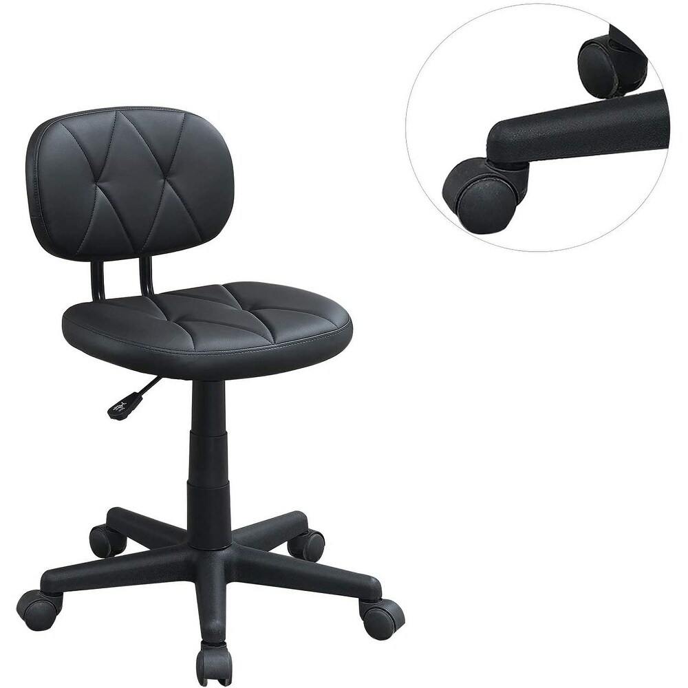 Modern Adjustable Swivel Office Desk Chair Low  Back   Wheels  Black