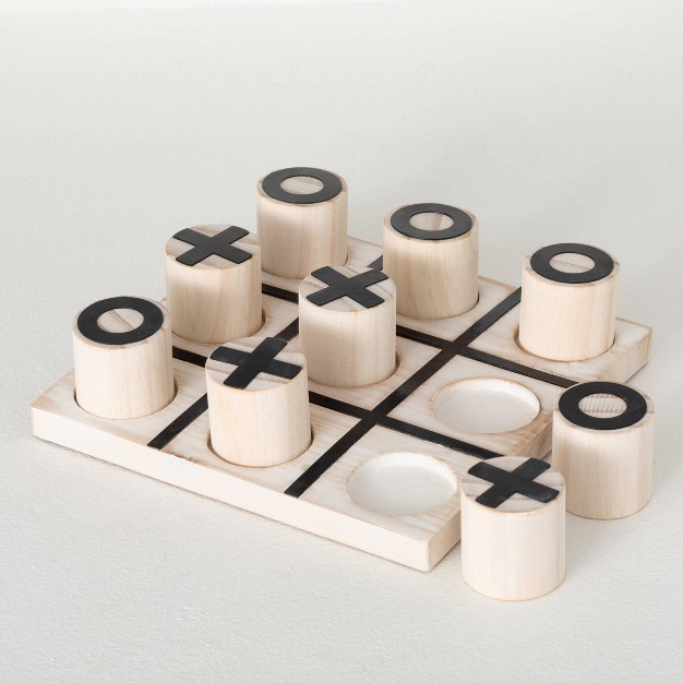 X 9 5 quot Wood Block Tic Tac Toe Game