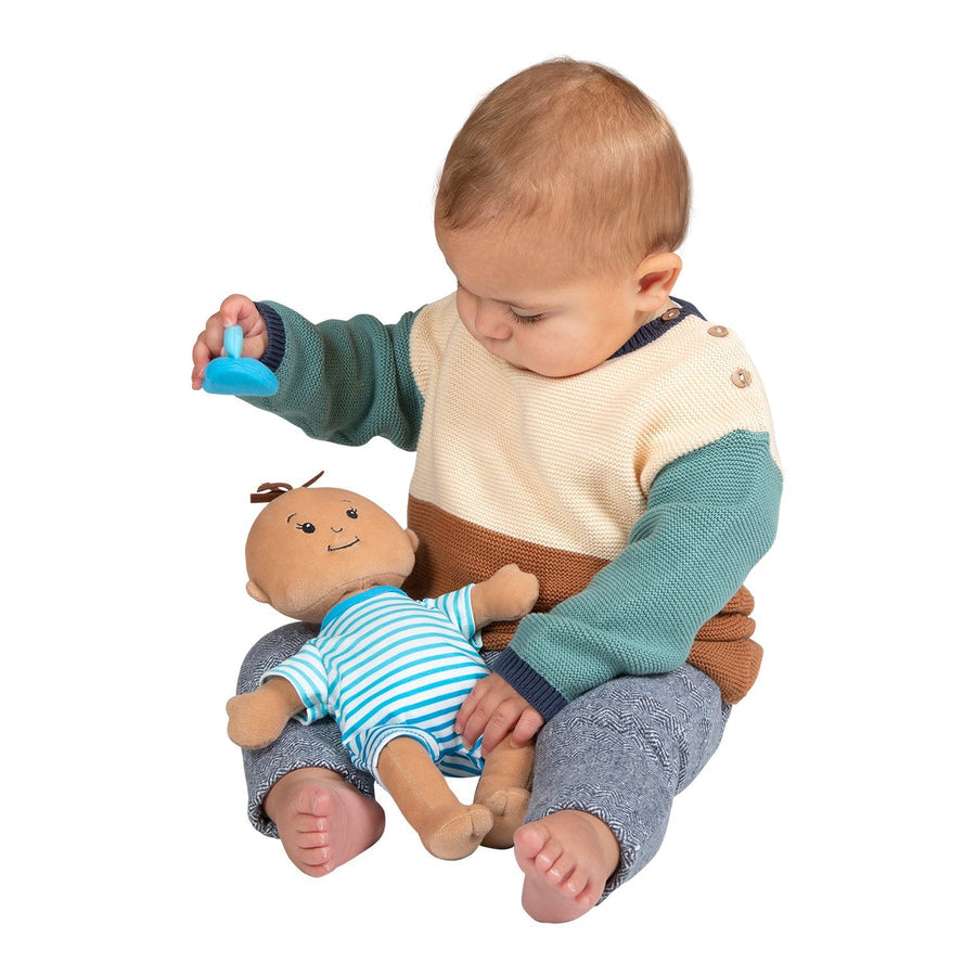 Wee Baby Stella Doll - Beige with Blue Stripe Outfit by Manhattan Toy