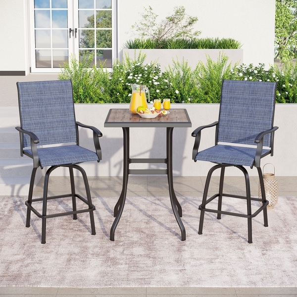 3piece Outdoor Swivel Bar Stool and Table Bistro Set