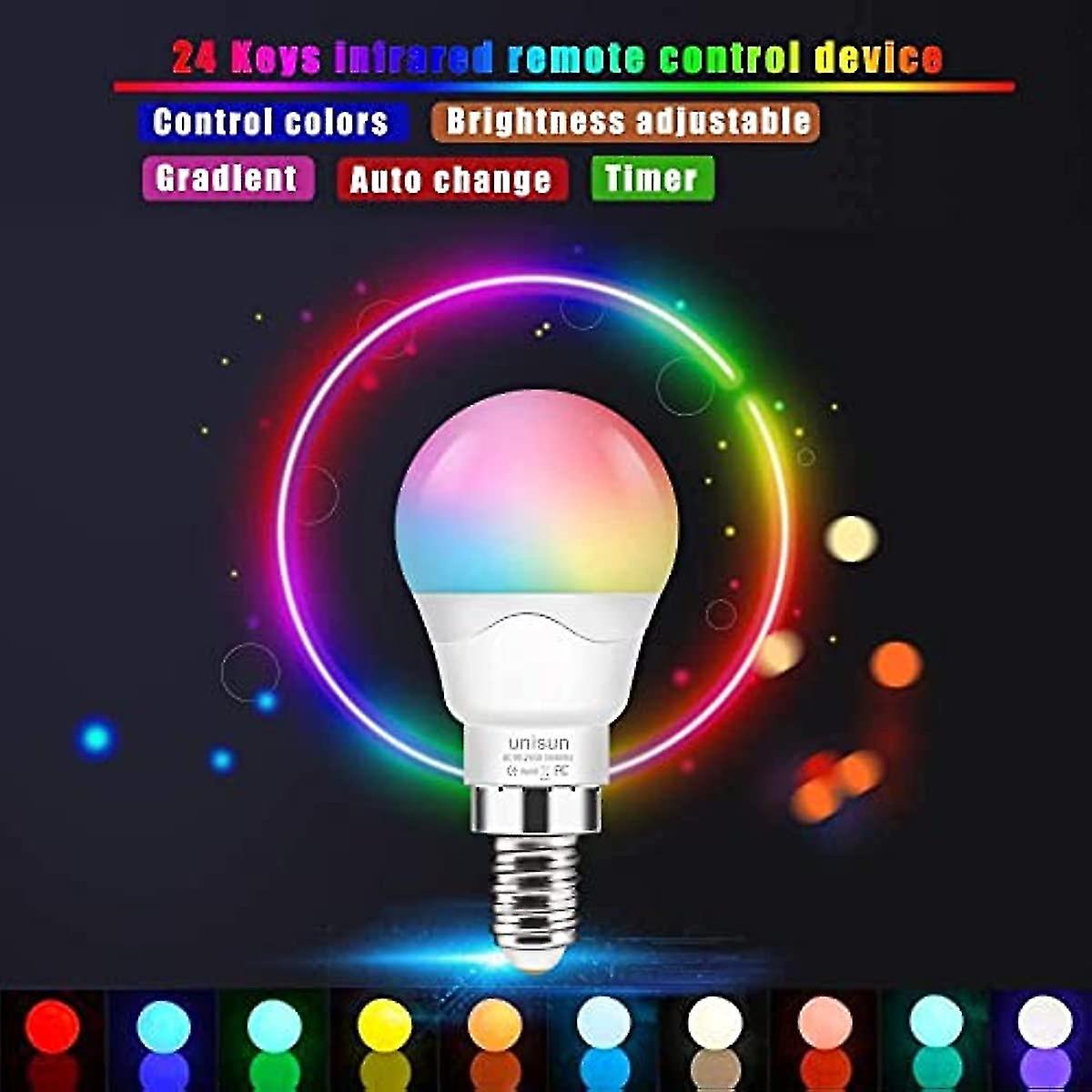 Led E14 Light Bulbs 6w (equivalent To 40w)  Rgb Colour Changing Light Bulb Dimmable Edison Screw Coloured Bulb   Night Light Bulb For Home Bar P