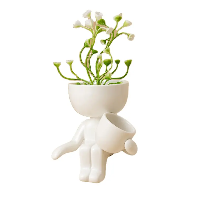 Ceramic Plant Pot Creative Human Shaped Mini Cactus Pot Mini Succulent Flower Planter for Desktop Home Decor Usage