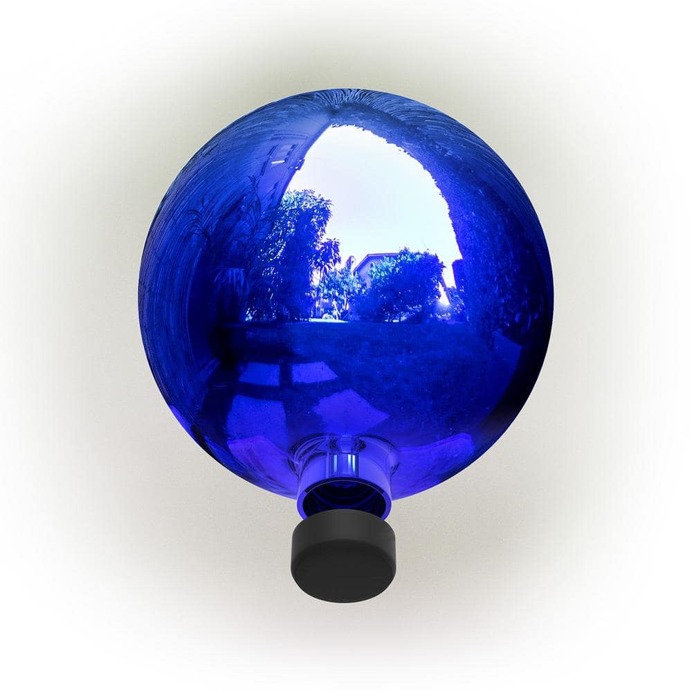 Alpine Corporation 10 in. Dia Indoor/Outdoor Glass Gazing Globe Festive Yard Decor, Blue GLB292BL