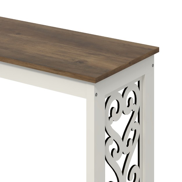 Galano Nagata 38 1 In Ivory With Knotty Oak Rectangular Engineer Wood Console Table