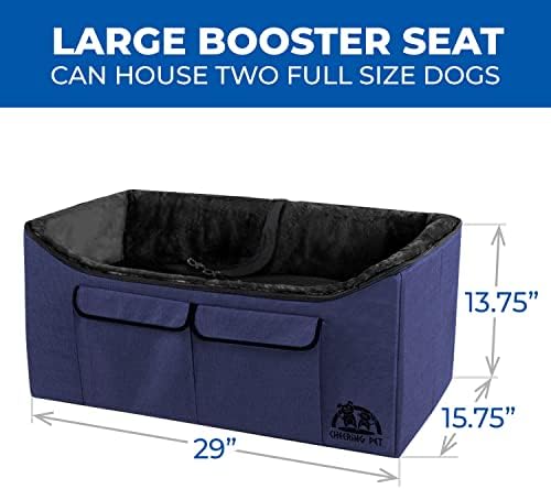 Dog Lookout Booster Seat， Elevated Pet Bucket Car Seat， Foldable Design For Easy Travel， Reversible Ultra Soft Fur Lining Seats 1 Large Dog Or 2 Small Dogs