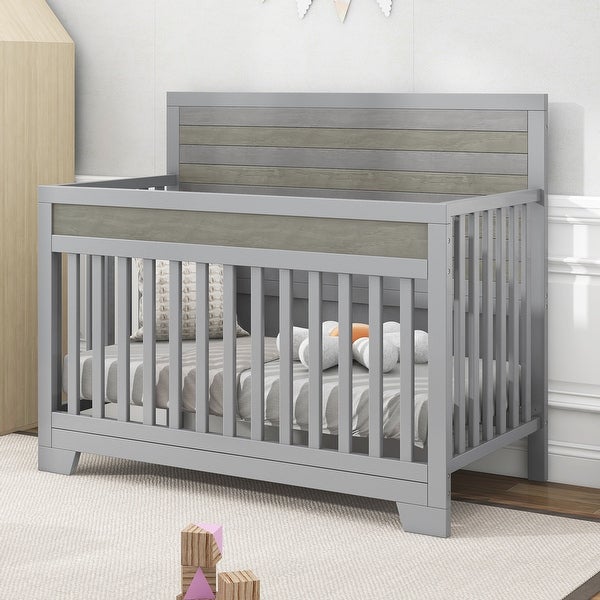 3 Pieces Nursery Sets Baby Crib and Changer Dreeser with Removable Changing Tray - - 37797197