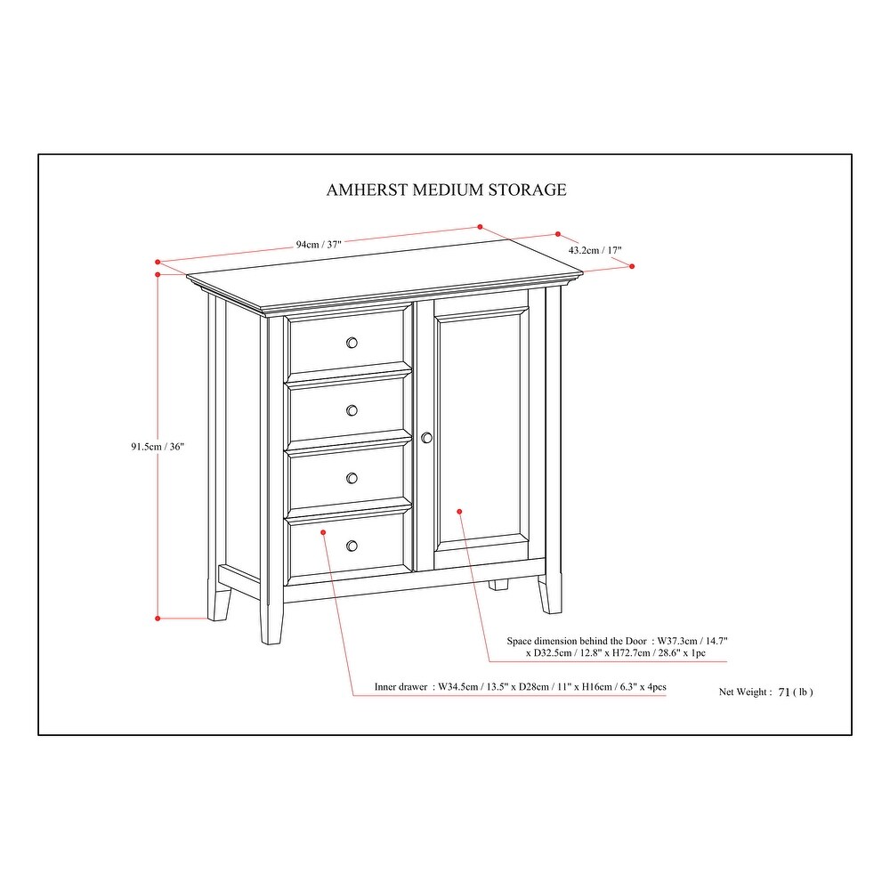 WYNDENHALL Halifax SOLID WOOD 37 inch Wide Transitional Medium Storage Cabinet   37\