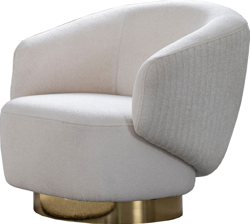 Erzin Accent Chair  White Feathered Fabric   Contemporary   Armchairs And Accent Chairs   by Kolibri Decor  Houzz