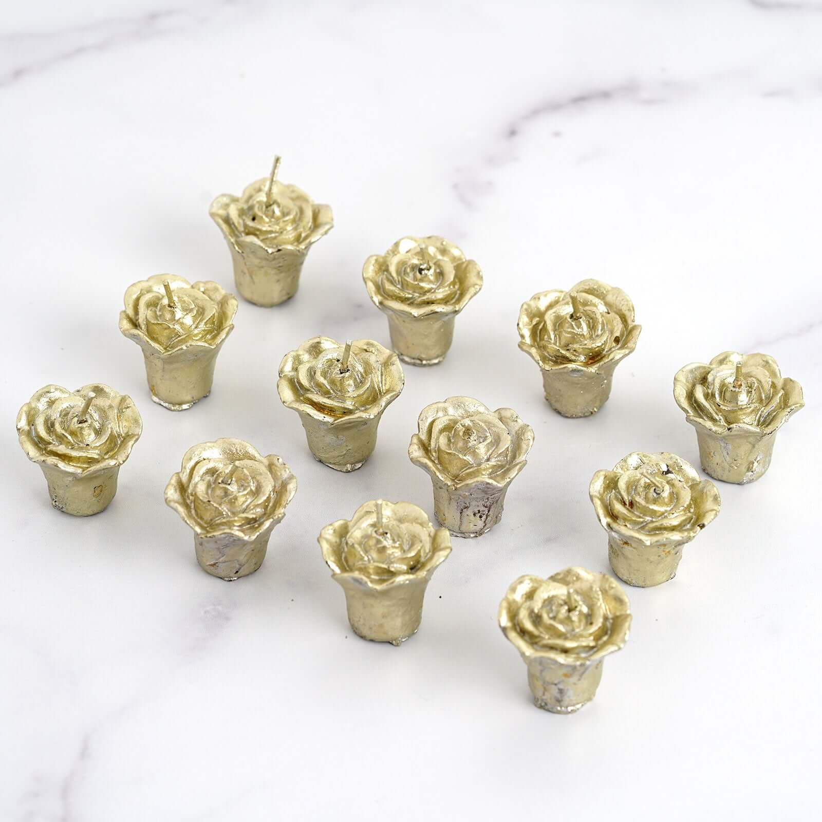 12 Pack Gold Mini Rose Flower Floating Candles Wedding Vase Fillers 1