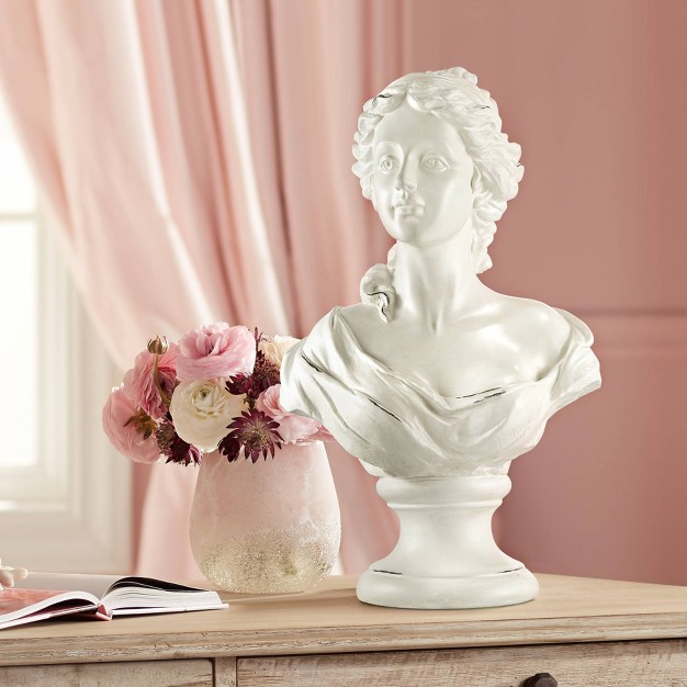 High White Faux Marble Finish Female Bust Statue