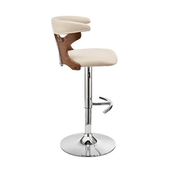 Adjustable Barstool with Curved Cut Out Wooden Back - 20 L X 20 W X 43 H Inches