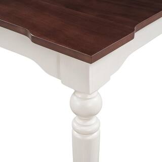 Polibi 47.2 in. L Rectangular Cherry Wood Top with White Frame etro Classical Dining Table RS-RCWTWF