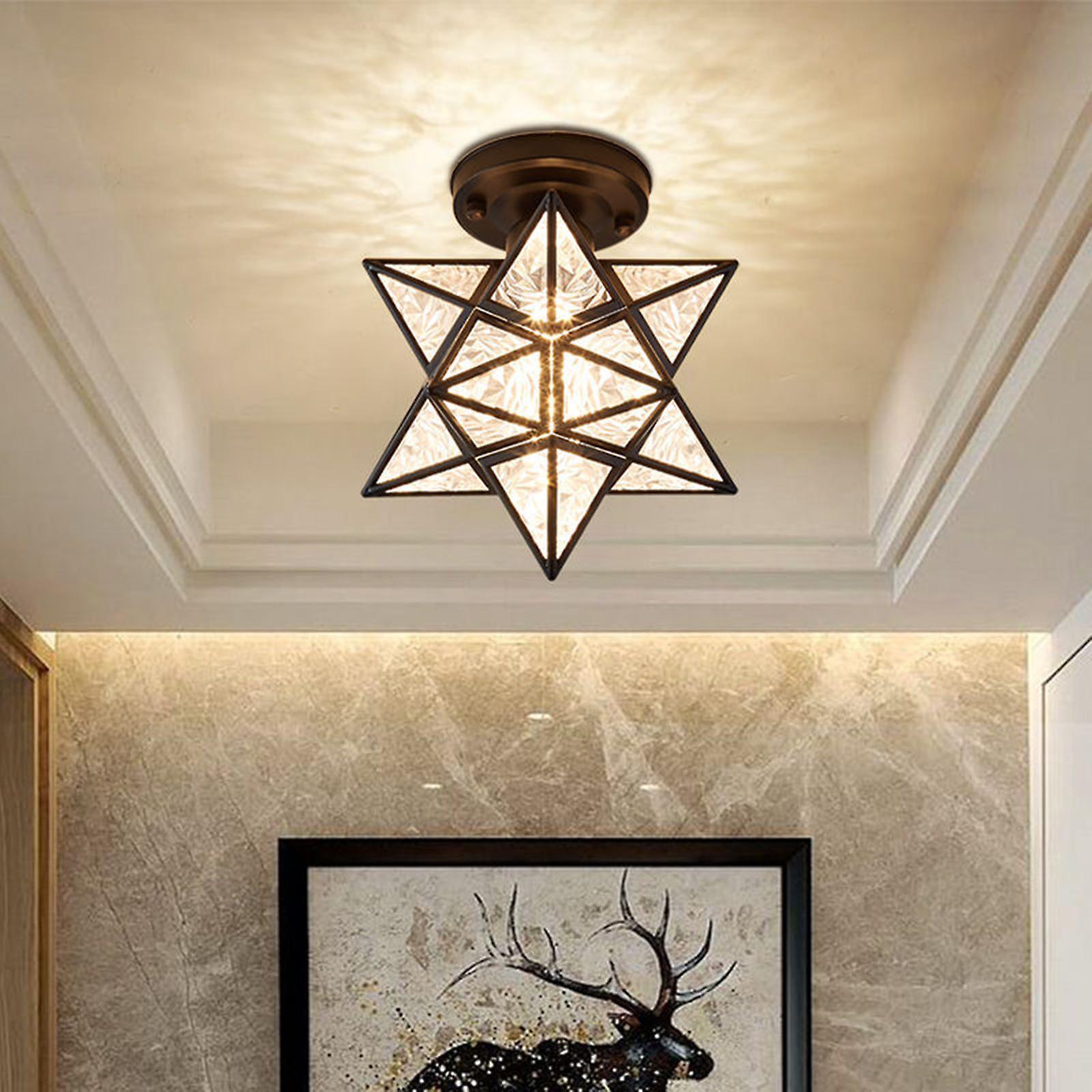 2x Pvc Semi Flush Mount Star Ceiling Wall Lamps Flush Mount Golden Black