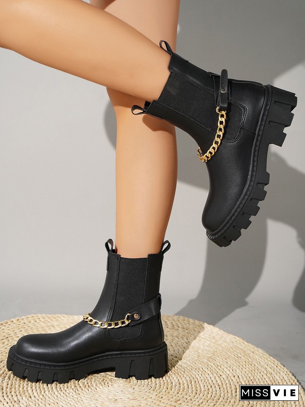 Platform Booster Chain Chelsea Boots