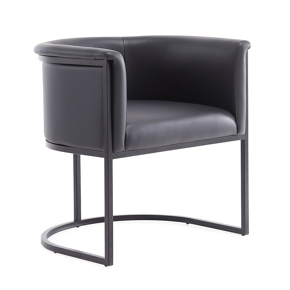 Bali Saddle and Black Faux Leather Dining Chair (Set of 2)