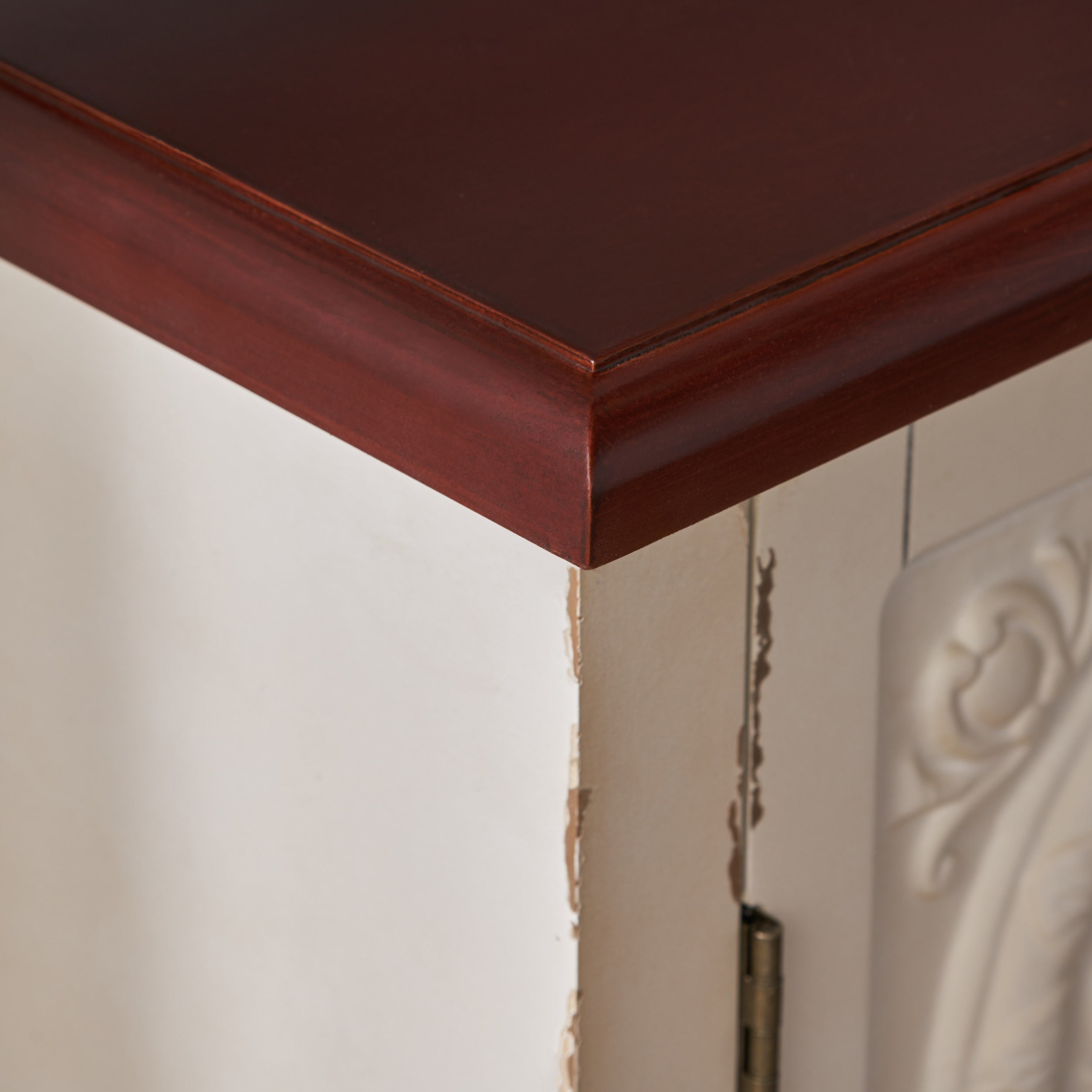 Aliana Finished Firwood Cabinet with Faux Wood Overlay and Accented Top