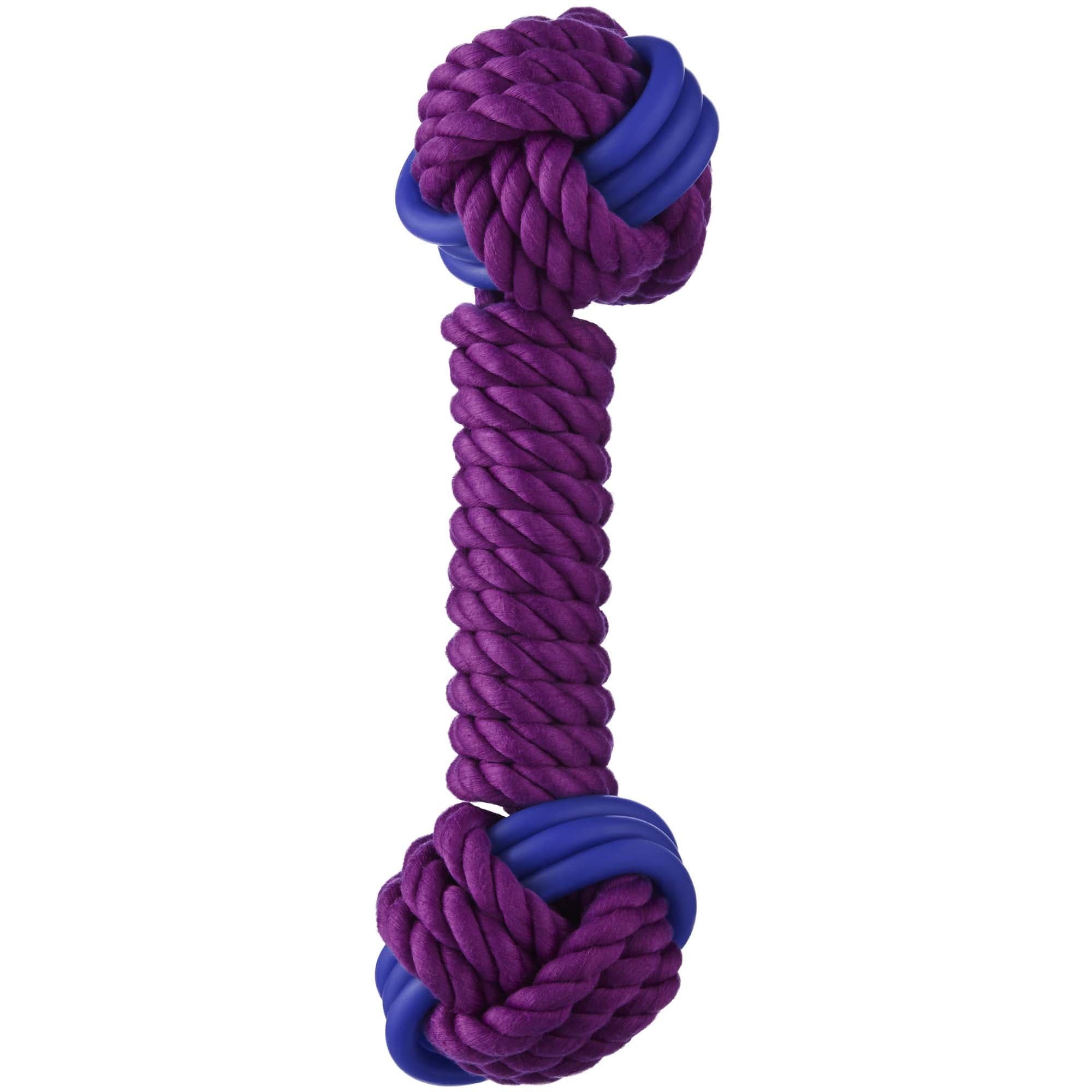 Leaps  Bounds Toss and Tug Rope Barbell Dog Toy With TPR in Assorted Colors， 9