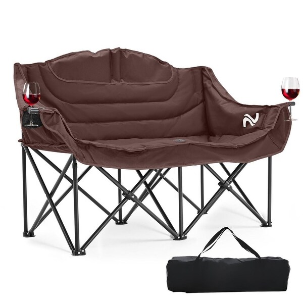 DoCred Double Seats Oversized Camping Chair with Cup Holder