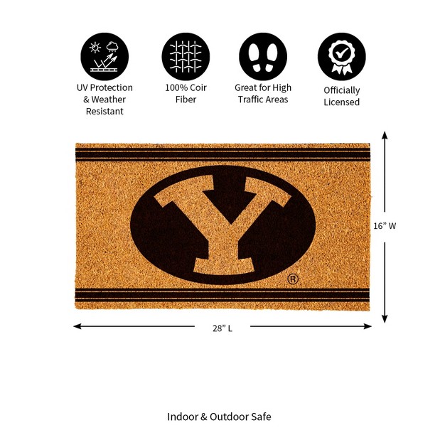 Evergreen Brigham Young University Logo Turf Mat Brown 28 X 16 Inches Indoor Outdoor Doormat