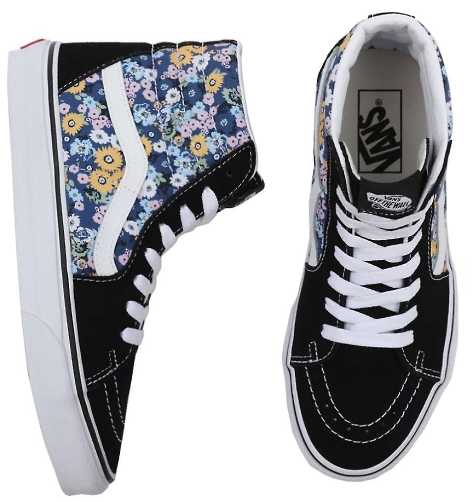 Vans UA SK8 Hi Floral Black White Womens Suede and Canvas Skate Trainers