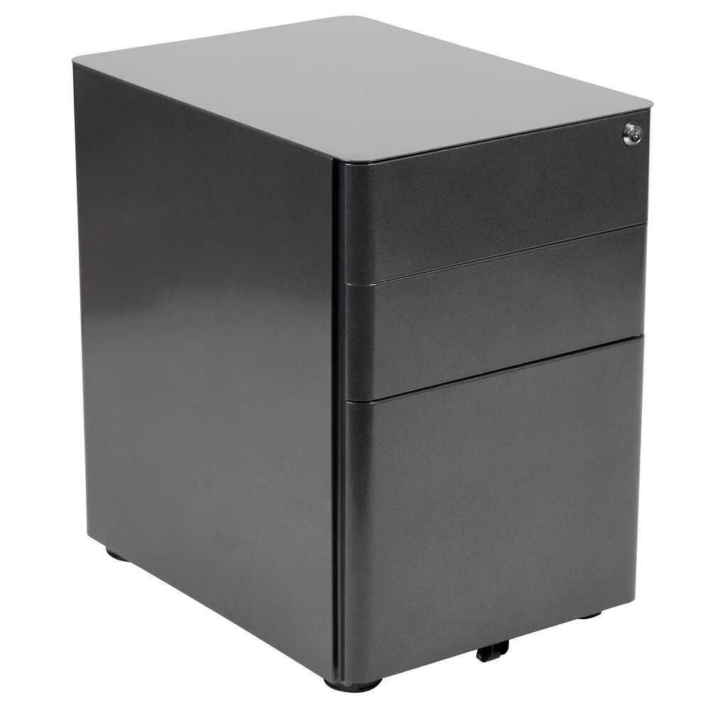 Modern 3 Drawer Mobile Locking Filing Cabinet Storage Organizer