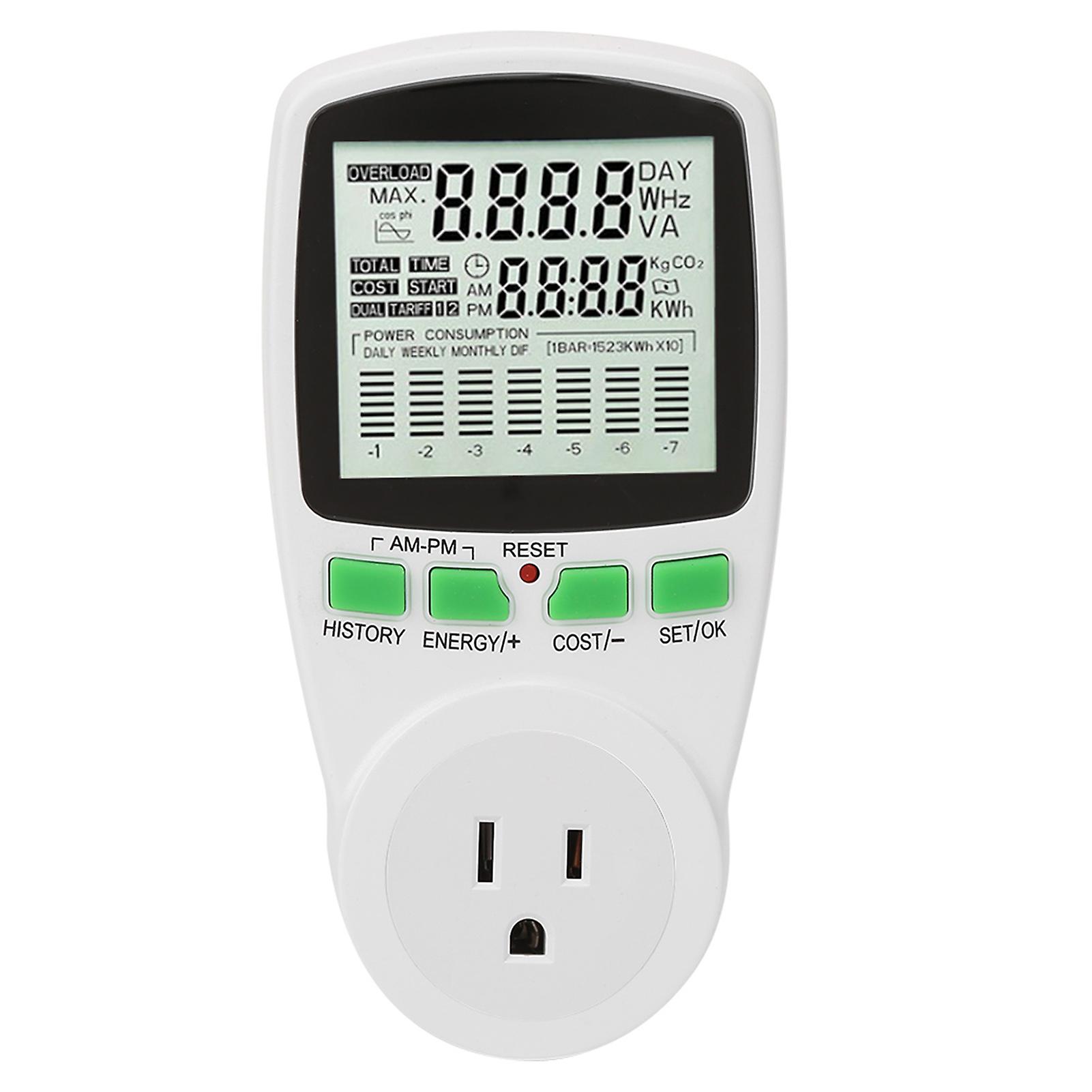 Energy Monitor 0.000kwh9999kwh Power Meter Plug 016a Electricity Usage Monitor(us 110v)