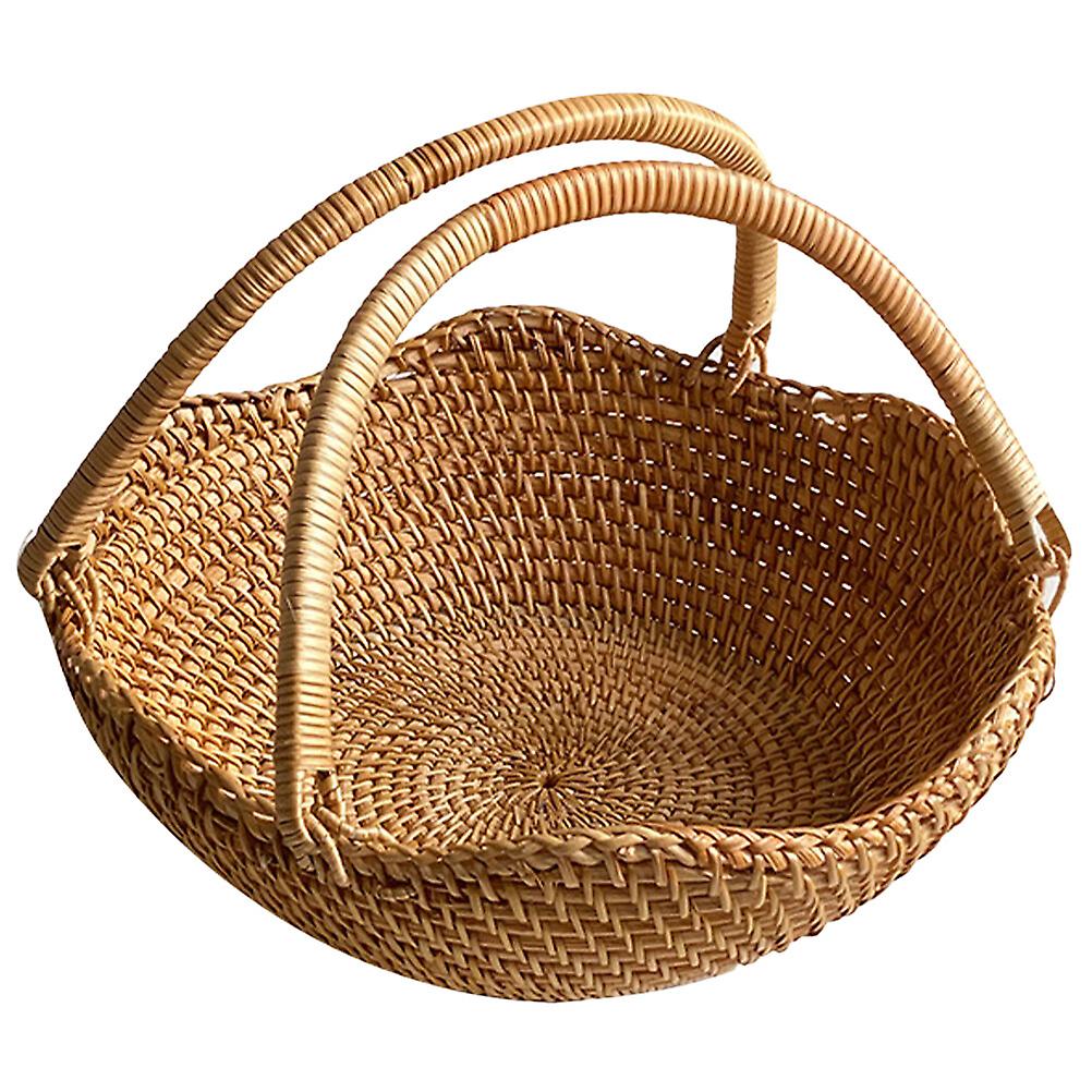 Rattan Woven Basket With Handle Rattan Woven Basket Empty Gift Basket Portable Woven Storage Basket