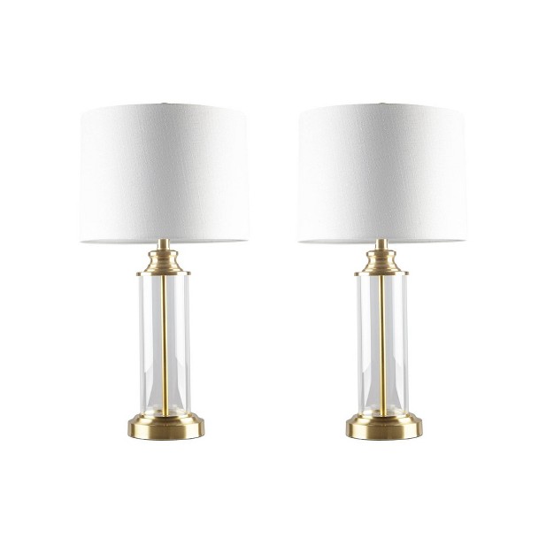 Set Of 2 Clarity Glass Table Lamp includes Led Light Bulb Gold 510 Design