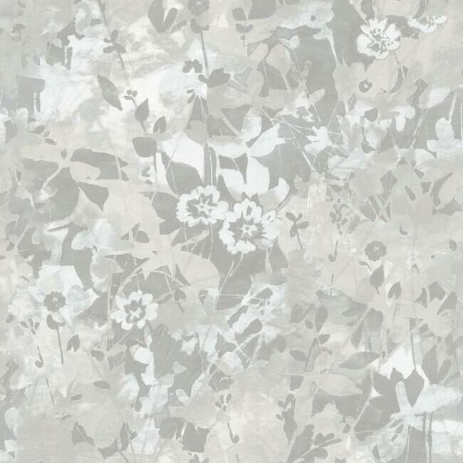 Sample Wildflower Shadows Peel & Stick Wallpaper in Grey and White