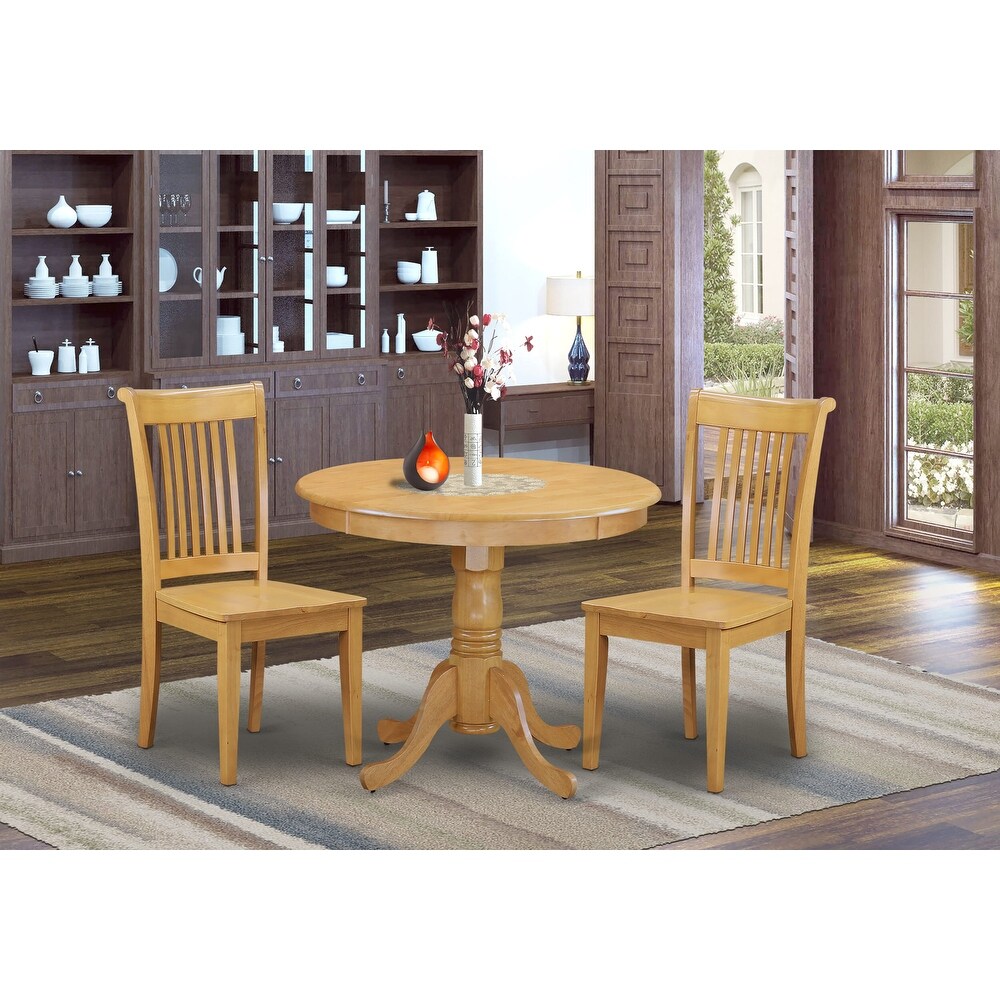 East West Furniture Kitchen Table Set Includes a Round Dining Table and Dining Room Chairs  Oak (Pieces   Seat Options)