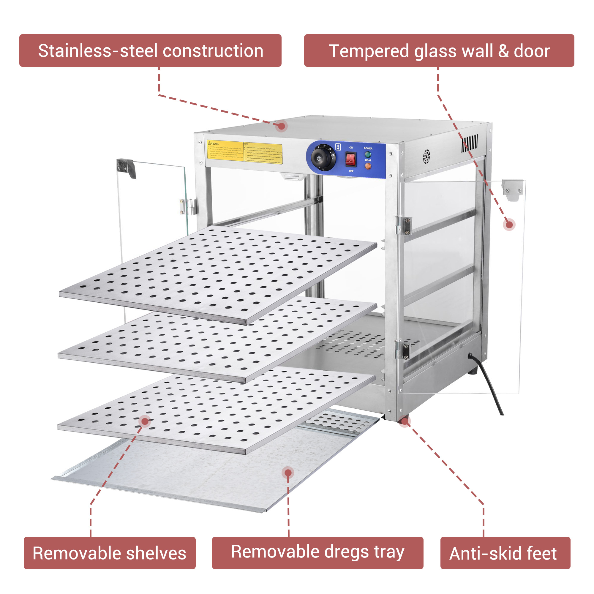 WeChef Commercial Food Warmer 3-Tier 20x20x24