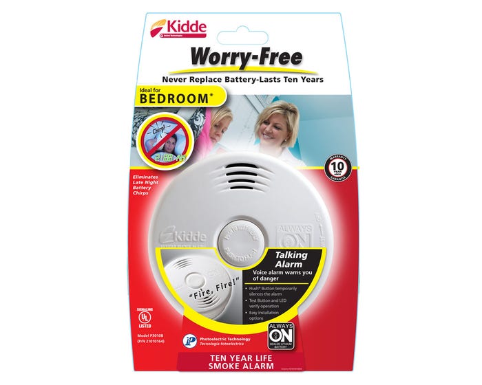 Kidde P3010B Worry-Free Bedroom 10 yr Sealed Battery Smoke Alarm - 21010161