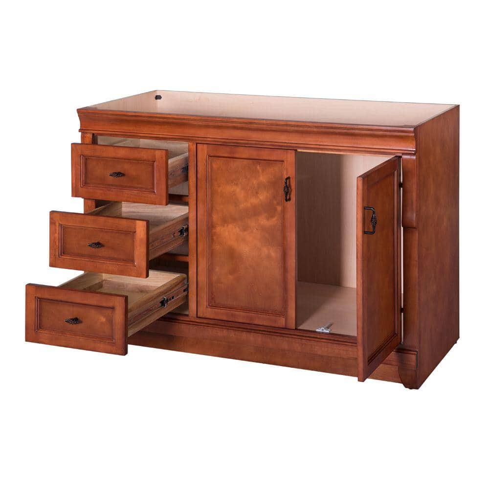 Home Decorators Collection Naples 48 in W Bath Vanity Cabinet Only in Warm Cinnamon with Left Hand Drawers