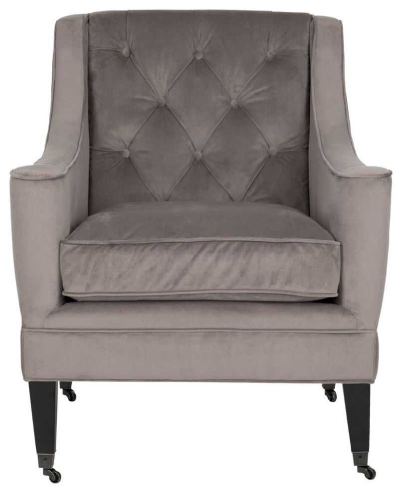 Erma Tufted Arm Chair  Mushroom Taupe   Transitional   Armchairs And Accent Chairs   by Rustic Home Furniture Deco  Houzz