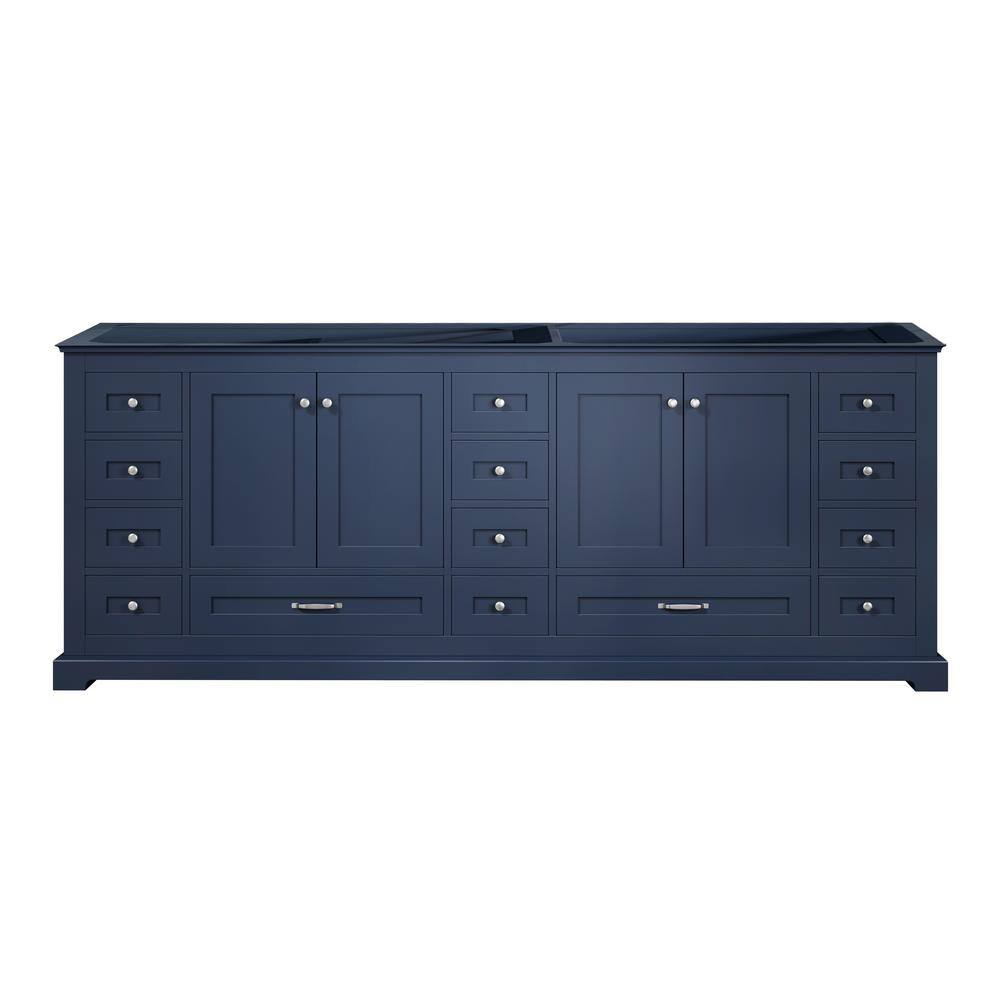 Lexora Dukes 84 in. W x 22 in. D Navy Blue Double Bath Vanity without Top LD342284DE00000