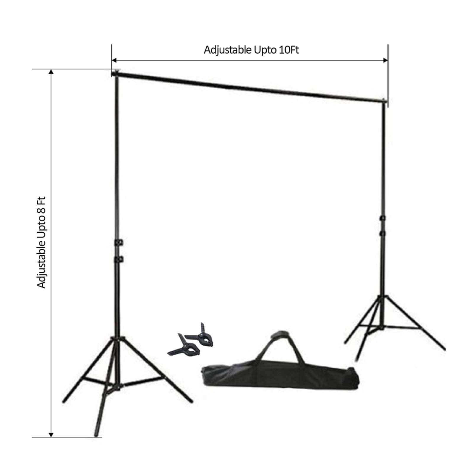 Metal Adjustable Pipe and Drape Photography Backdrop Stand Kit and FREE Clips 8ftX10ft