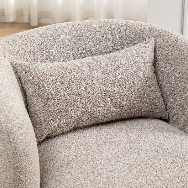 Poly Blend Boucle Fabric Upholstered Swivel Armchair