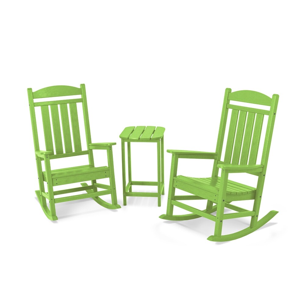 POLYWOOD Presidential 3 piece Outdoor Rocking Chair Set with Table