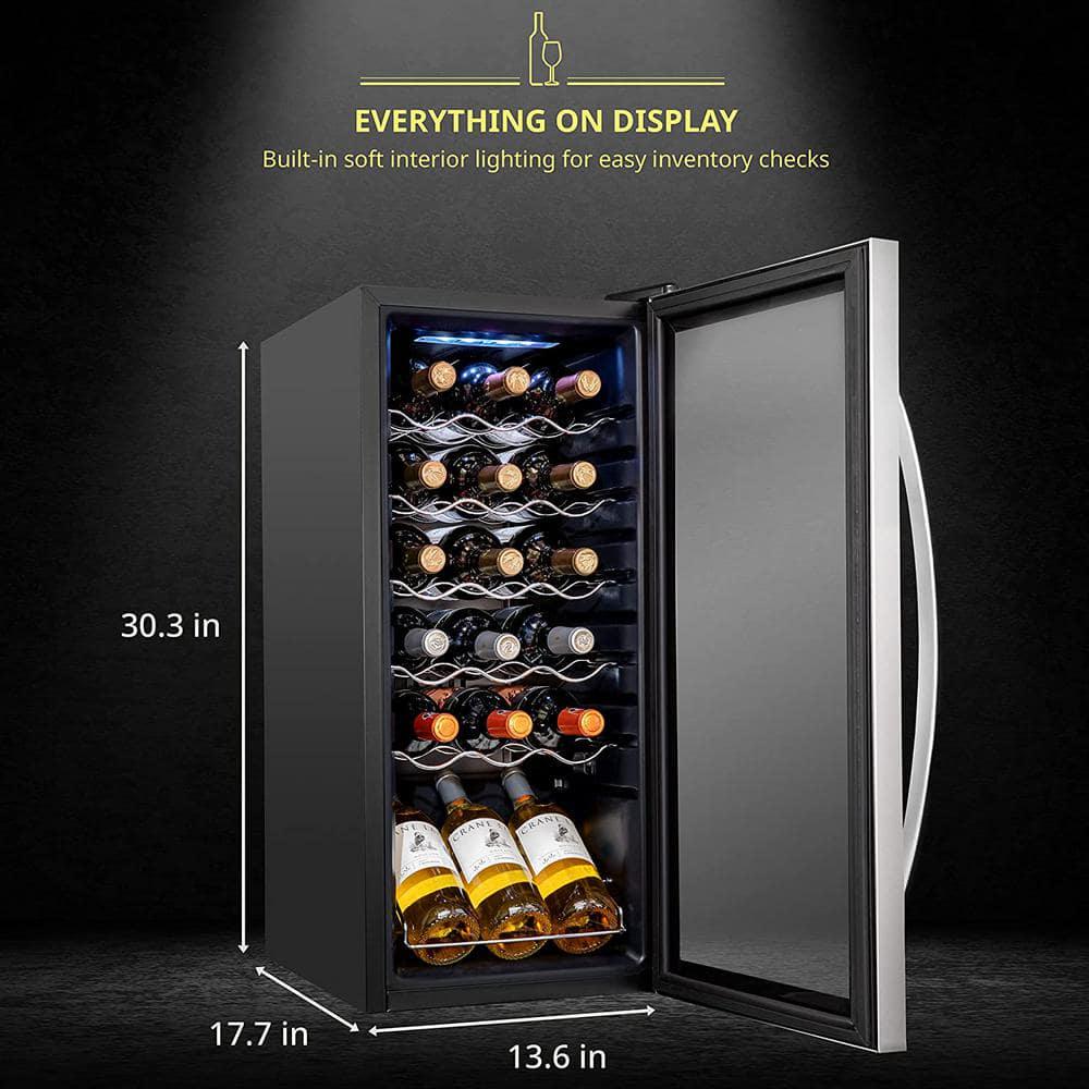 Schmecke Wine Fridge Single Zone 18Bottle Free Standing Wine Cooler with Lock