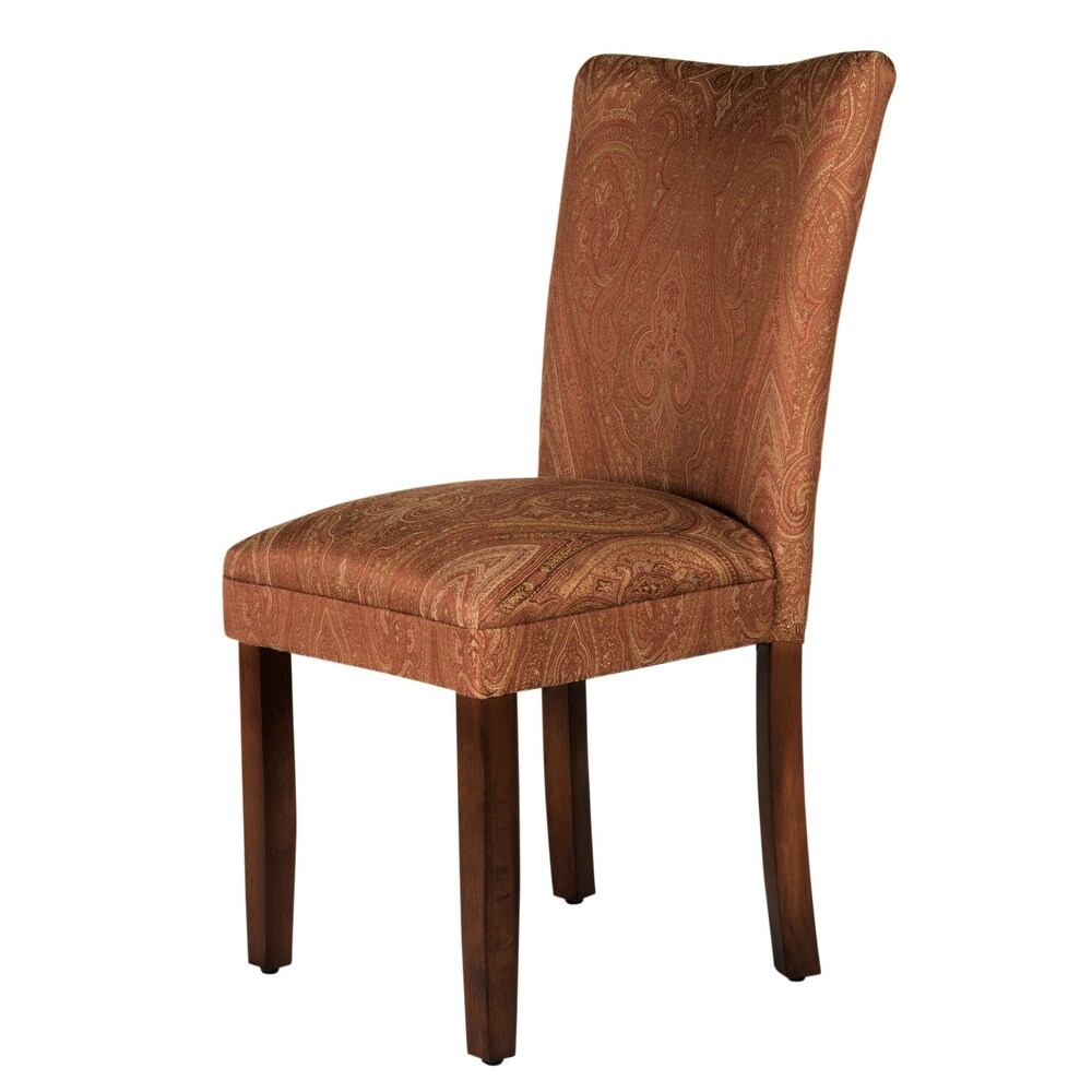 HomePop Parsons Red/Gold Damask Dining Chair