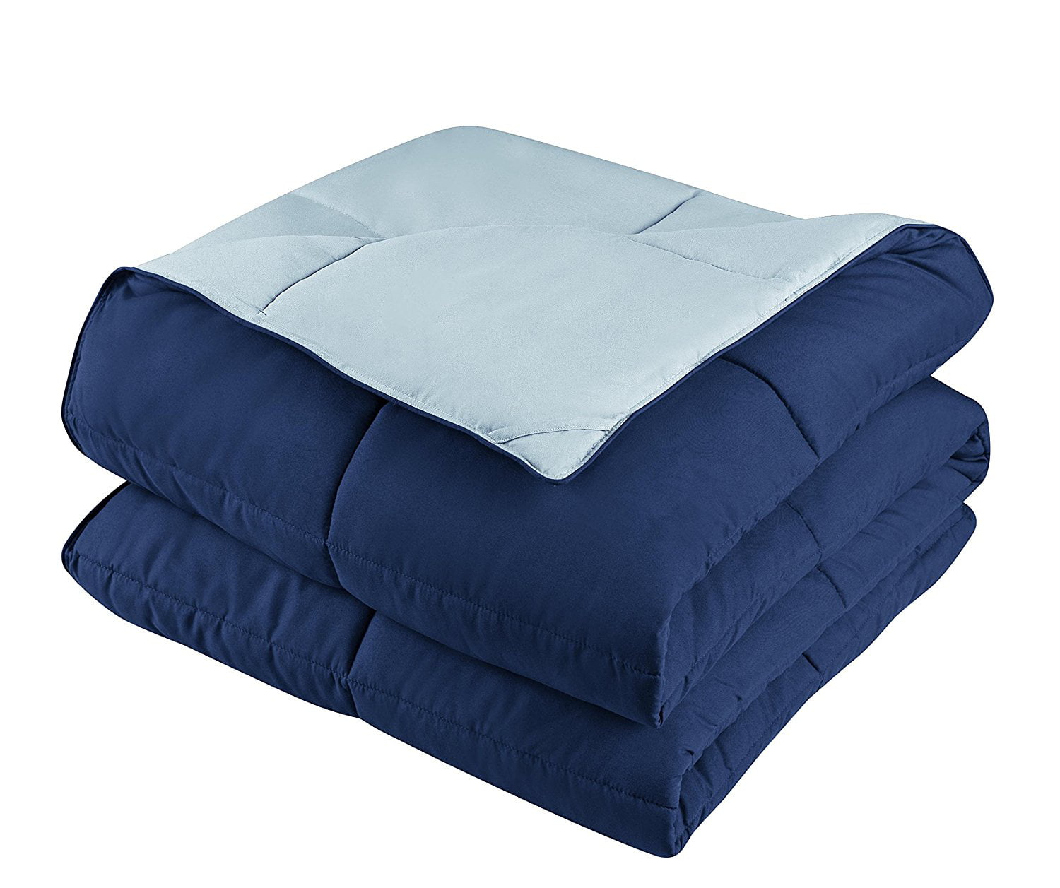 HIG Light Weight Down Alternative Comforter， Twin， Navy， Reversible