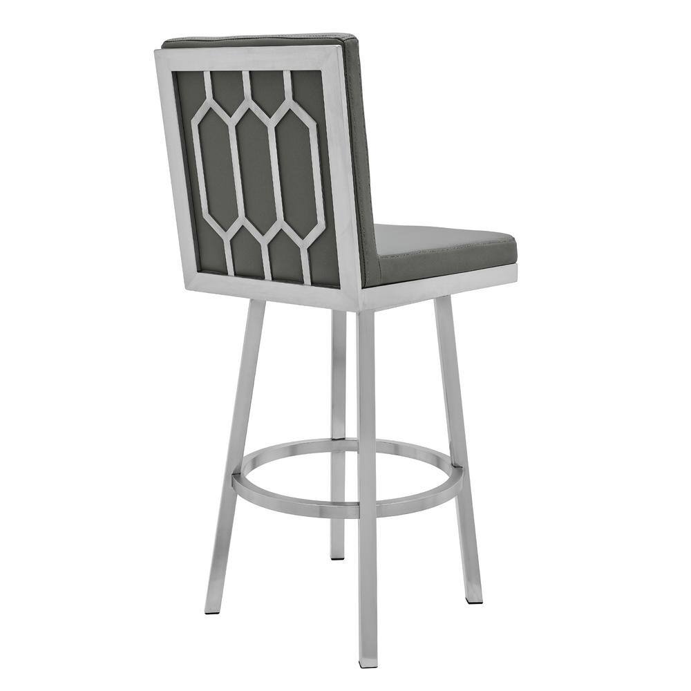 Armen Living Rochester Grey Swivel Modern Metal and Faux Leather Bar and Counter Stool LCGEBABSGR26