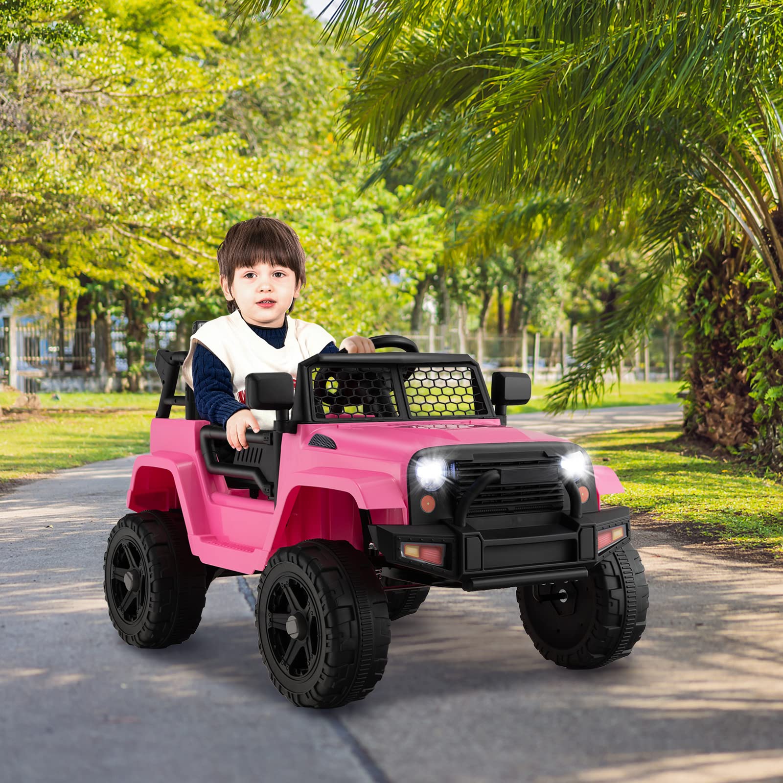 Costzon Ride on Car, 12V Battery Powered Truck Vehicle, Electric Car for Kids