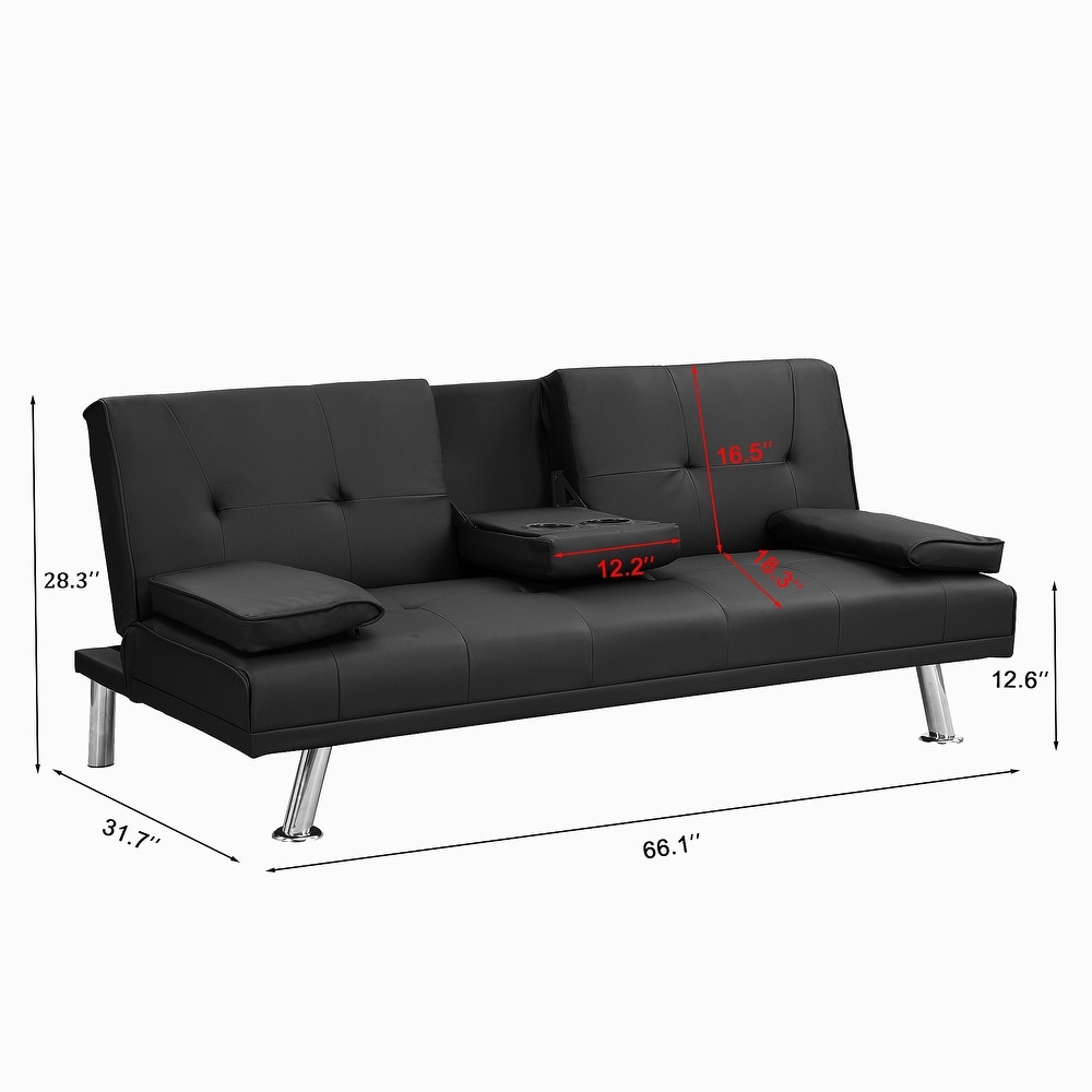 PVC Wood Sofa Bed with Armrest two holders