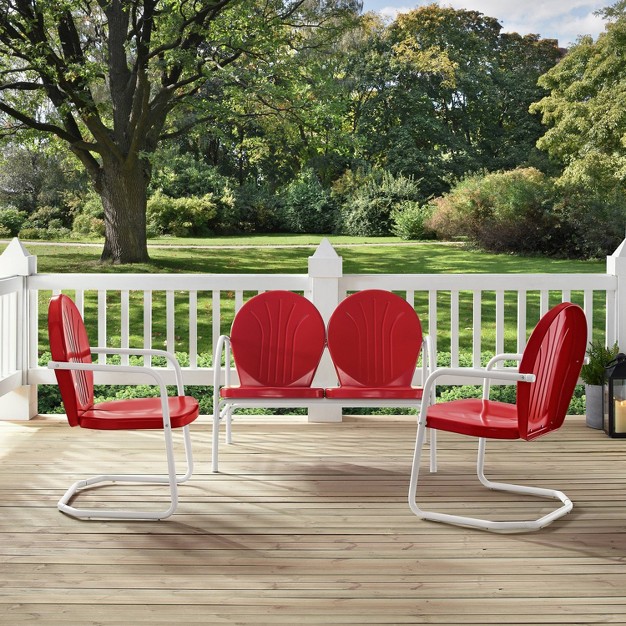 Griffith 3pc Outdoor Seating Set Bright Red Crosley