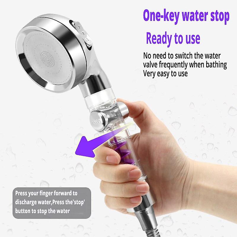 High Pressure  3-function Spa Shower Head Hand-held Shower Head  With Switch On/off Button Filter Head Water Saving Rain Shower